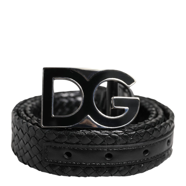 Dolce & Gabbana Black Classic Leather DG Logo Buckle Belt