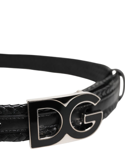 Dolce & Gabbana Black Classic Leather DG Logo Buckle Belt