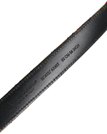 Dolce & Gabbana Gold Floral Jacquard Silver Metal Buckle Belt