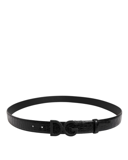 Dolce & Gabbana Black Leather Classic Metal DG Buckle Belt