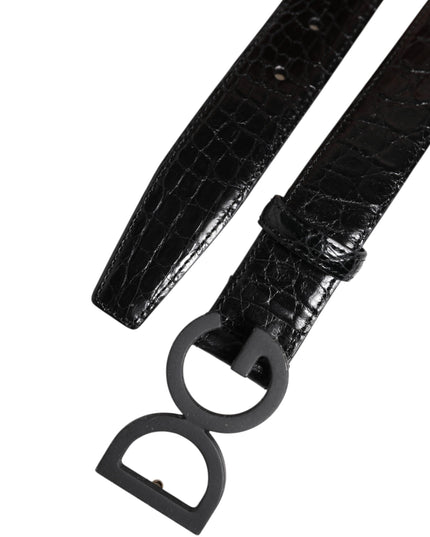 Dolce & Gabbana Black Leather Classic Metal DG Buckle Belt