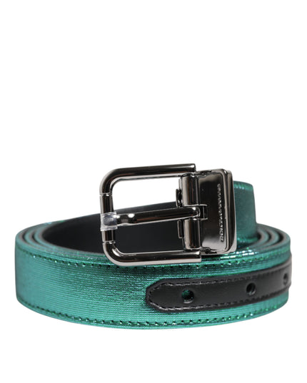 Dolce & Gabbana Green Black Polyester Metal Buckle Belt