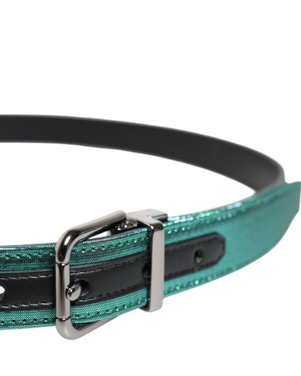 Dolce & Gabbana Green Black Polyester Metal Buckle Belt