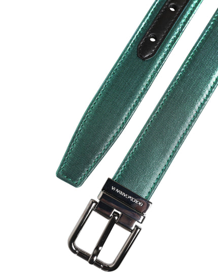 Dolce & Gabbana Green Black Polyester Metal Buckle Belt
