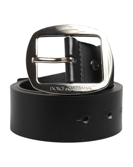 Dolce & Gabbana Black Leather Classic Metal Buckle Belt
