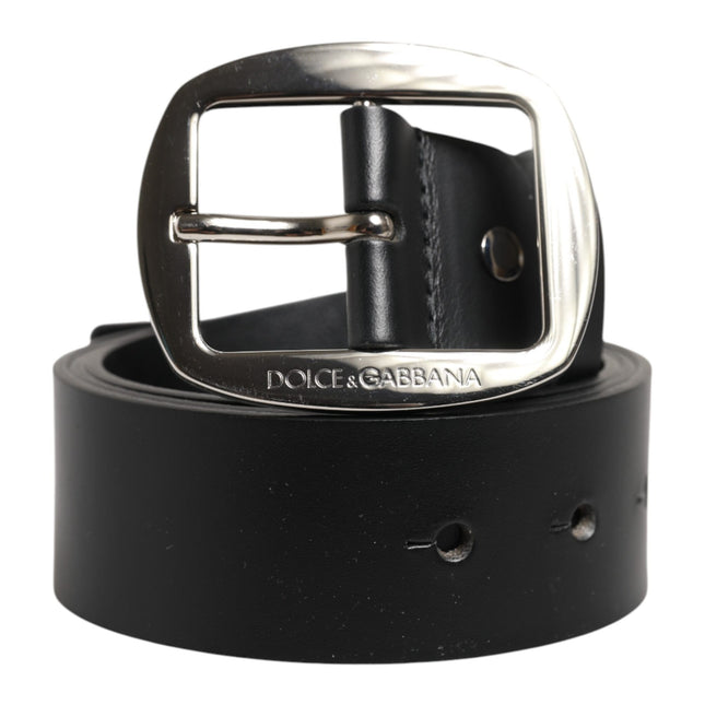 Dolce & Gabbana Black Leather Classic Metal Buckle Belt