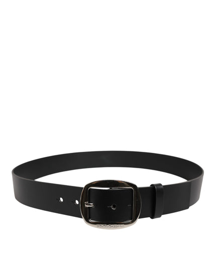 Dolce & Gabbana Black Leather Classic Metal Buckle Belt