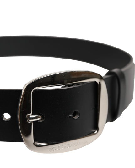Dolce & Gabbana Black Leather Classic Metal Buckle Belt