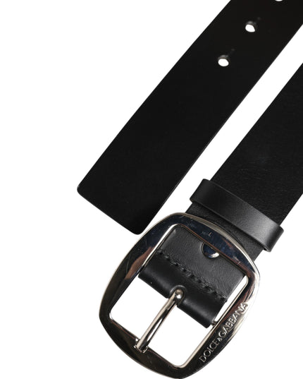 Dolce & Gabbana Black Leather Classic Metal Buckle Belt