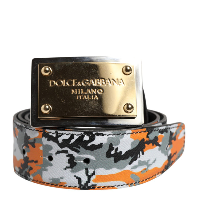 Dolce & Gabbana Multicolor Camouflage Metal Logo Buckle Belt