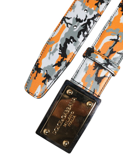 Dolce & Gabbana Multicolor Camouflage Metal Logo Buckle Belt