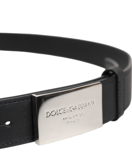 Dolce & Gabbana Black Leather Classic Metal Logo Buckle Belt