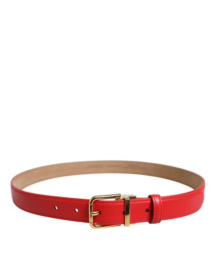 Dolce & Gabbana Red Leather Gold Metal Buckle Cintura Belt