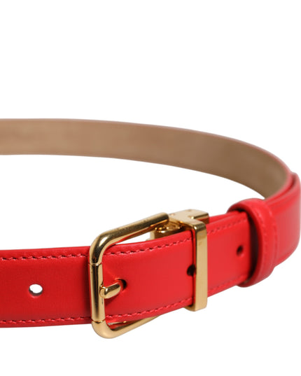 Dolce & Gabbana Red Leather Gold Metal Buckle Cintura Belt
