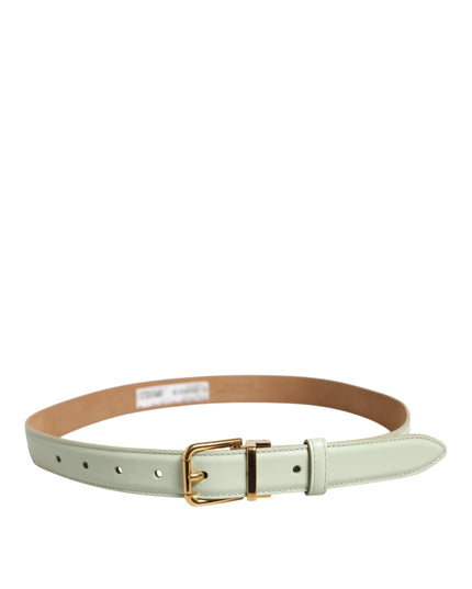 Dolce & Gabbana Light Green Leather Gold Metal Buckle Belt