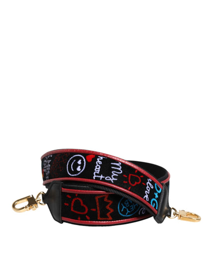 Dolce & Gabbana Black Cotton Printed Women Bag Accessory Shoulder Strap