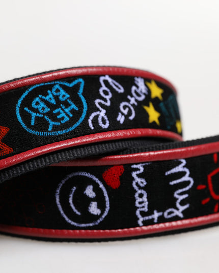 Dolce & Gabbana Black Cotton Printed Women Bag Accessory Shoulder Strap