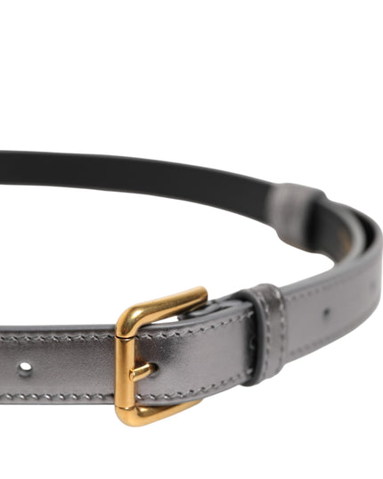 Dolce & Gabbana Silver Logo Engraved Metal Waist Buckle Belt