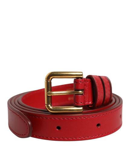 Dolce & Gabbana Red Logo Engraved Metal Waist Buckle Belt