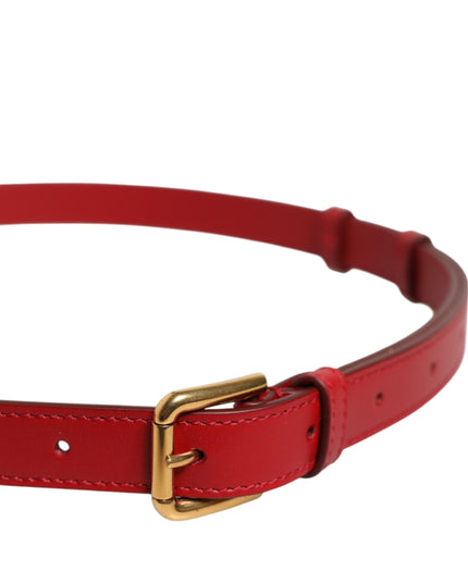 Dolce & Gabbana Red Logo Engraved Metal Waist Buckle Belt