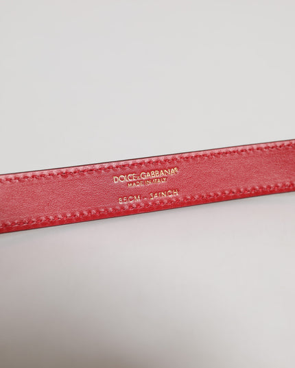 Dolce & Gabbana Red Logo Engraved Metal Waist Buckle Belt