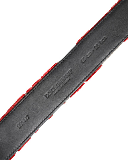 Dolce & Gabbana Red Viscose Silver DG Logo Metal Buckle Belt