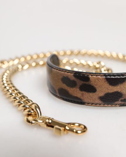 Dolce & Gabbana Brown Leopard Gold Brass Chain Accessory Shoulder Strap