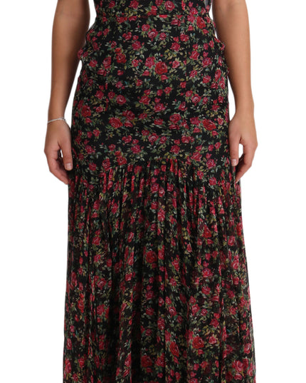 Dolce & Gabbana Black Floral Roses A-Line Shift Gown Dress