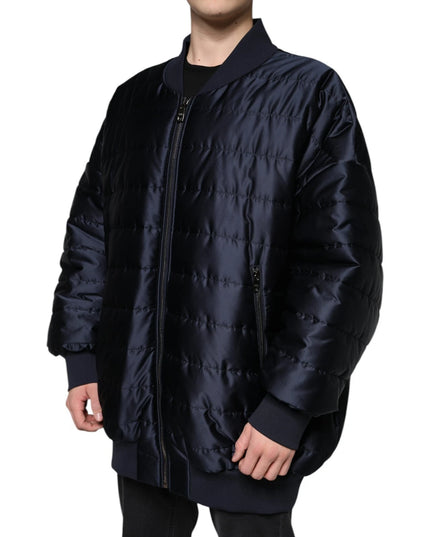 Dolce & Gabbana Dark Blue Quilted Full Zip Bomber Jacket