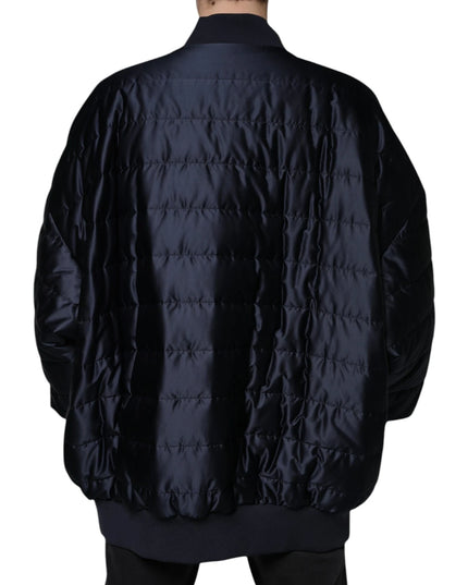 Dolce & Gabbana Dark Blue Quilted Full Zip Bomber Jacket