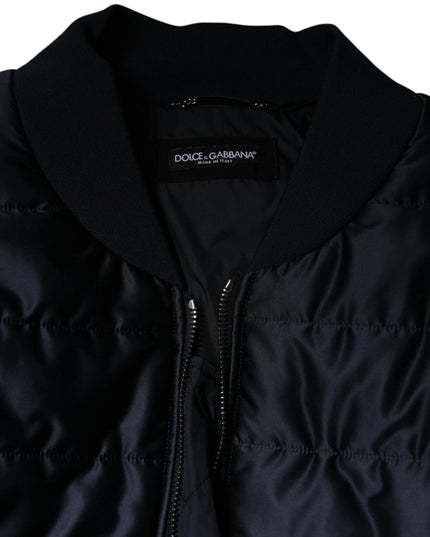 Dolce & Gabbana Dark Blue Quilted Full Zip Bomber Jacket