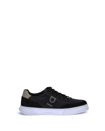Ferragamo Black Calf Leather Bos Taurus Low Top Sneakers