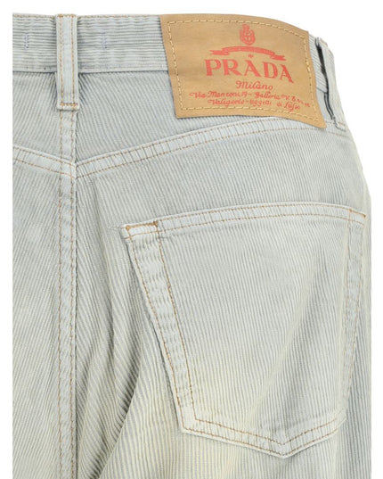 Prada Light Blue Cotton Casual Pants