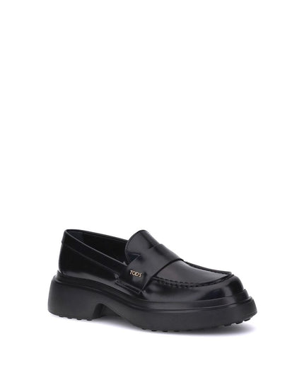 Tod's Black Rubber Platform Loafers