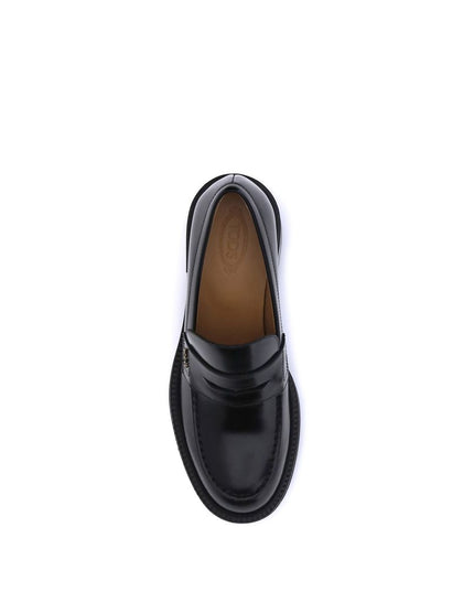 Tod's Black Calf Leather Bos Taurus Platform Loafers