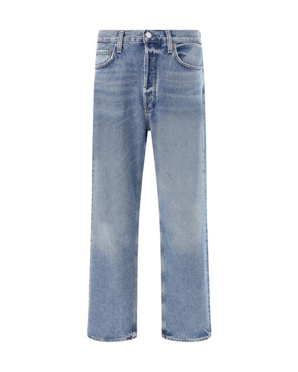 Agolde Light Blue Cotton Straight-Leg Jeans