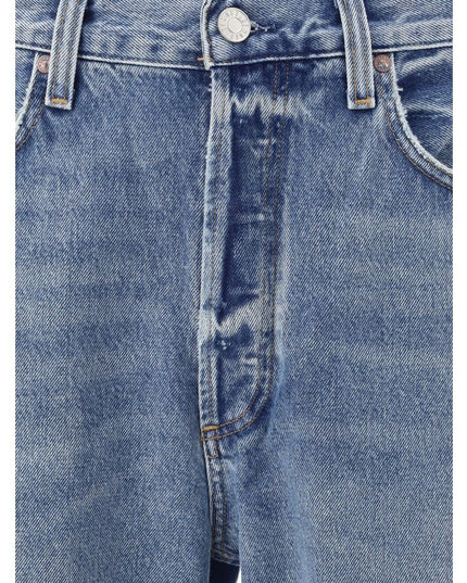 Agolde Light Blue Cotton Straight-Leg Jeans