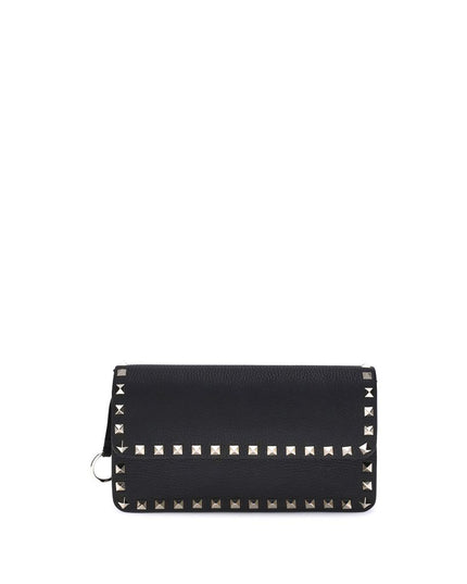 Valentino Garavani Black Calf Leather Bos Taurus Clutch Bag