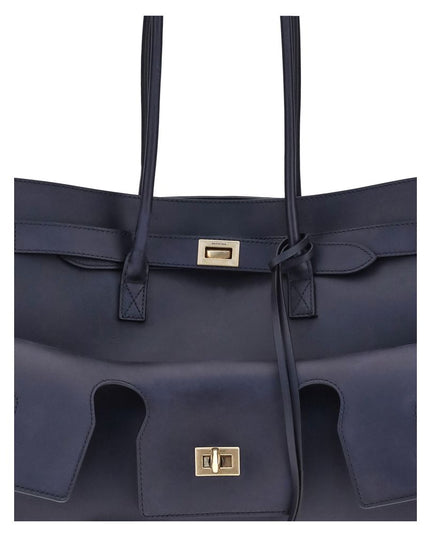 Balenciaga Blue Calf Leather Bos Taurus Shoulder Bag