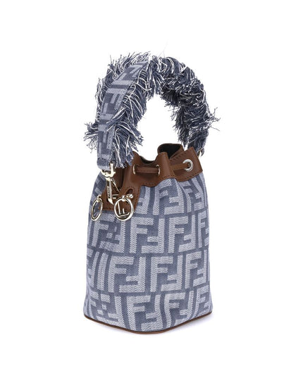 Fendi Light Blue Cotton Shoulder Bag