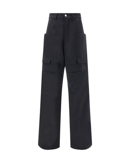 Rick Owens Black Wool Cargo Pants