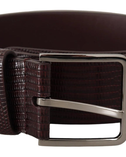 Dolce & Gabbana Dark Brown Calf Leather Silver Logo Metal Buckle Belt