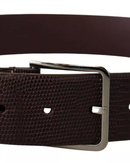 Dolce & Gabbana Dark Brown Calf Leather Silver Logo Metal Buckle Belt