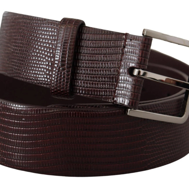 Dolce & Gabbana Dark Brown Calf Leather Silver Logo Metal Buckle Belt