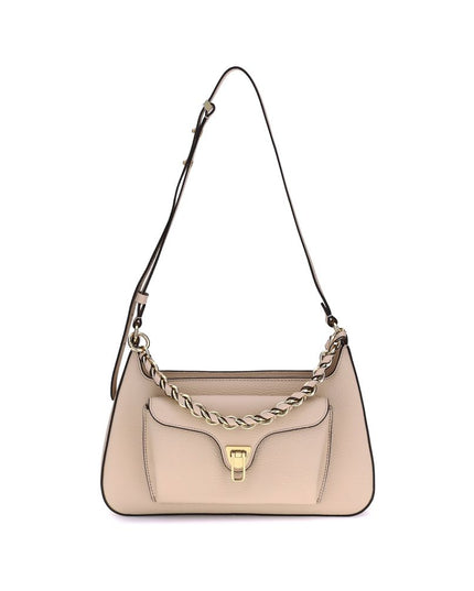 Coccinelle Beige Calf Leather Bos Taurus Shoulder Bag