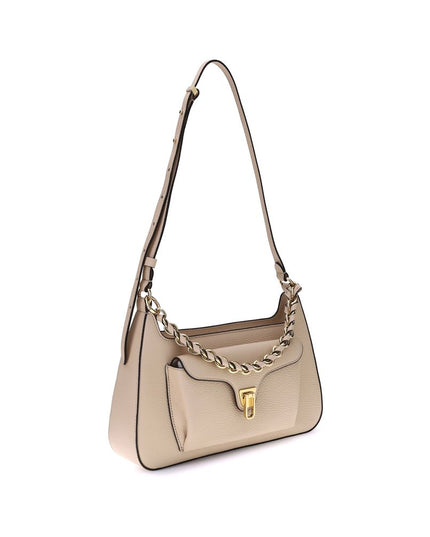 Coccinelle Beige Calf Leather Bos Taurus Shoulder Bag