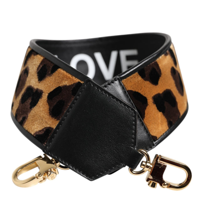 Dolce & Gabbana Black Leopard Print Reversible Bag Shoulder Strap