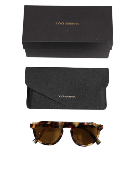 Dolce & Gabbana Brown Acetate Round Leopard Print Eyewear Sunglasses