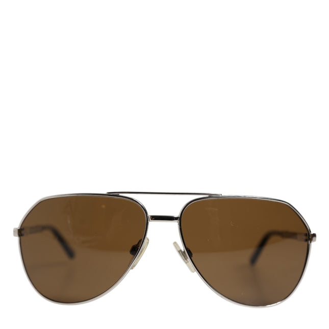 Dolce & Gabbana DG2073 Silver Steel Classic Pilot Brown Lens Sunglasses