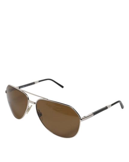 Dolce & Gabbana DG2073 Silver Steel Classic Pilot Brown Lens Sunglasses